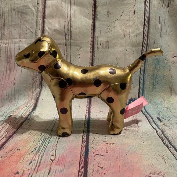 Victoria's Secret PINK Dog Gold Spotty Dotty Plush Decoration Collectible - Picture 4 of 5